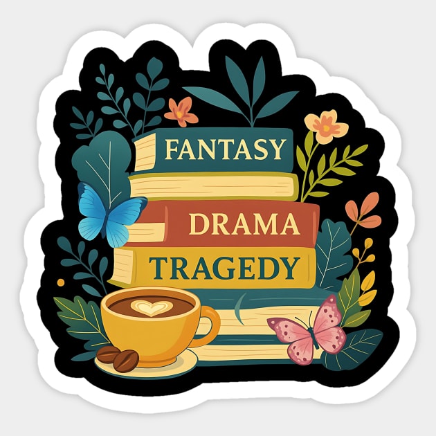 FDT-Fantasy-Drama-Tragedy-Books–Subtle-Funny-Anti-Trump-Bookish-Design Sticker by ArtistTee ⭐⭐⭐⭐⭐
